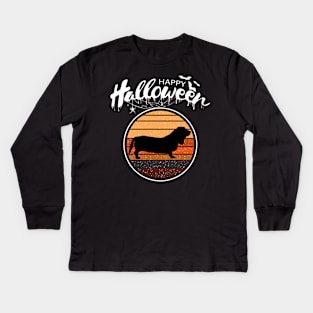 Funny Happy Halloween Beautiful Basset Hound Men Women Kids Kids Long Sleeve T-Shirt